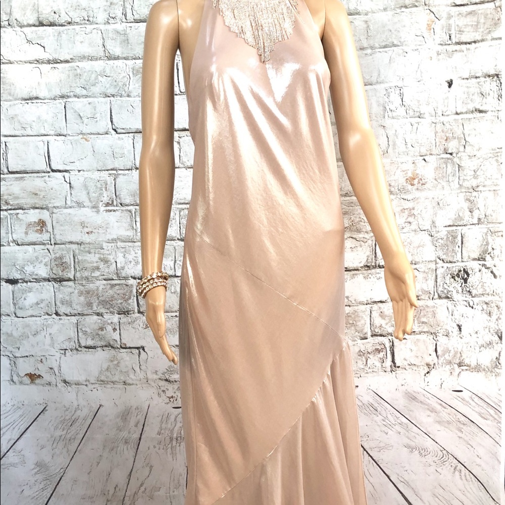Express Iridescent Blush Pink Maxi Dress L - Picture 2 of 8